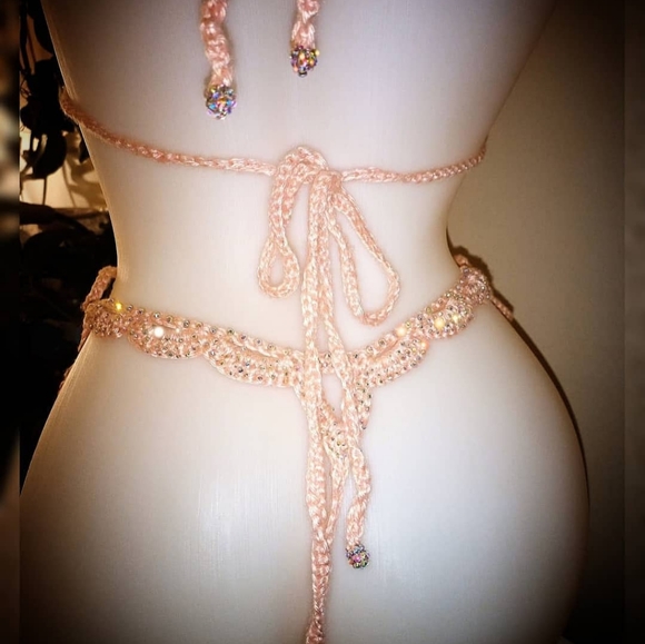 Luxury Handmade Crochet Swarovski Bikini - Picture 6 of 17